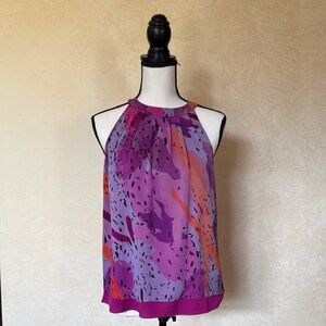 Diane Von Furstenberg Purple and Orange Halter Blouse